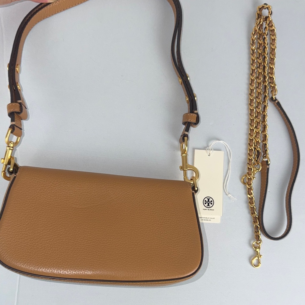 Tory Burch Tan Leather Adjustable Crossbody Bag - Picture 10 of 10